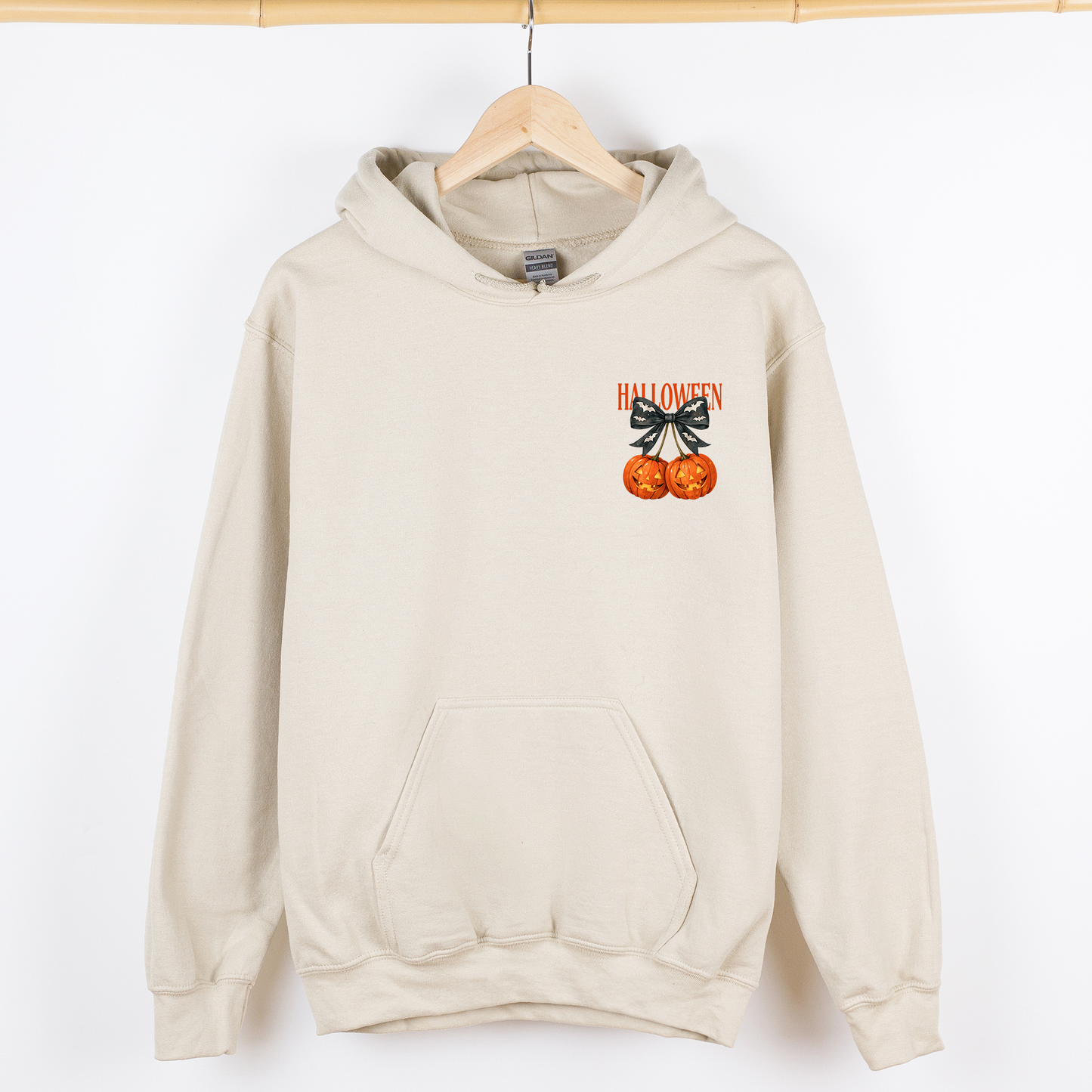 Halloween Jack-o-Lanterns, Cherry, Coquette, Cute, Adorable, Pocket, Graphic Hoodie, Hooded Sweatshirt
