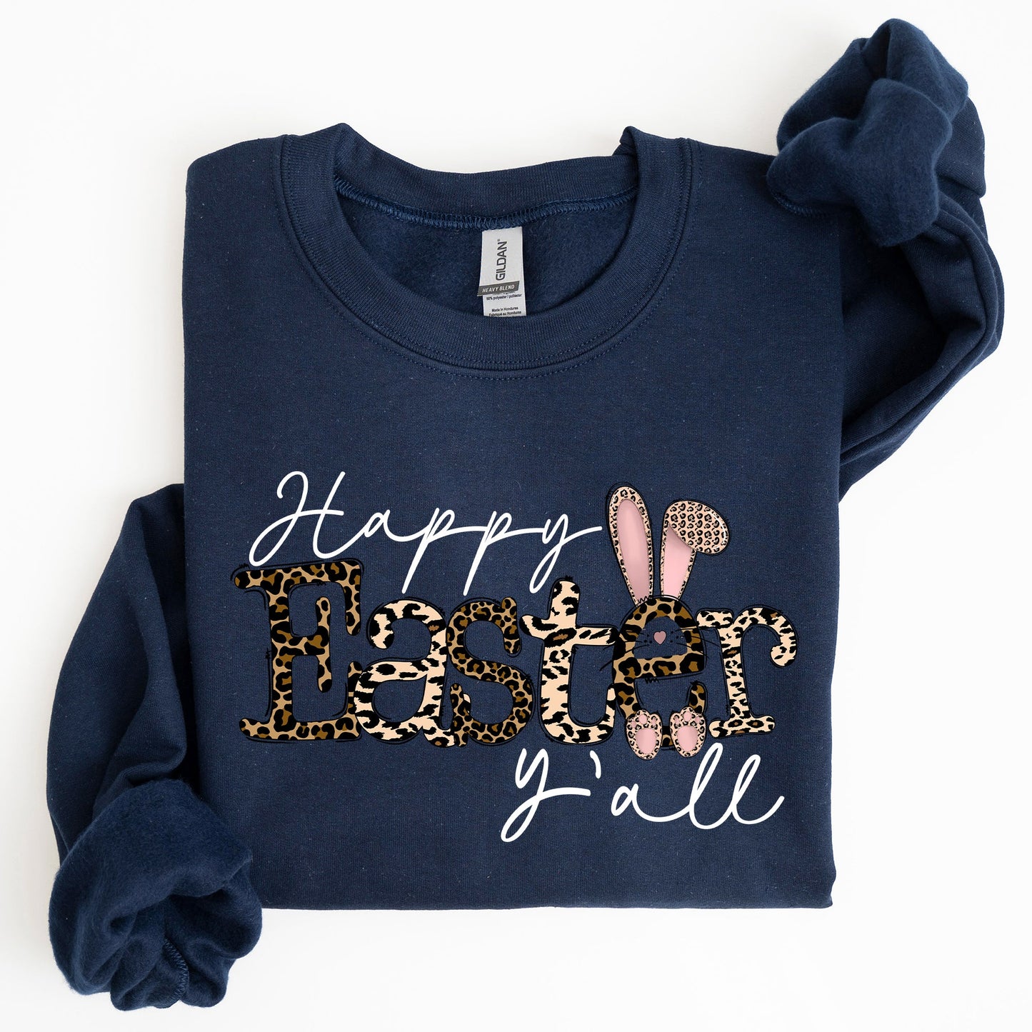 Happy Easter Y'all, Leopard Print, Rabbit Sweatshirt