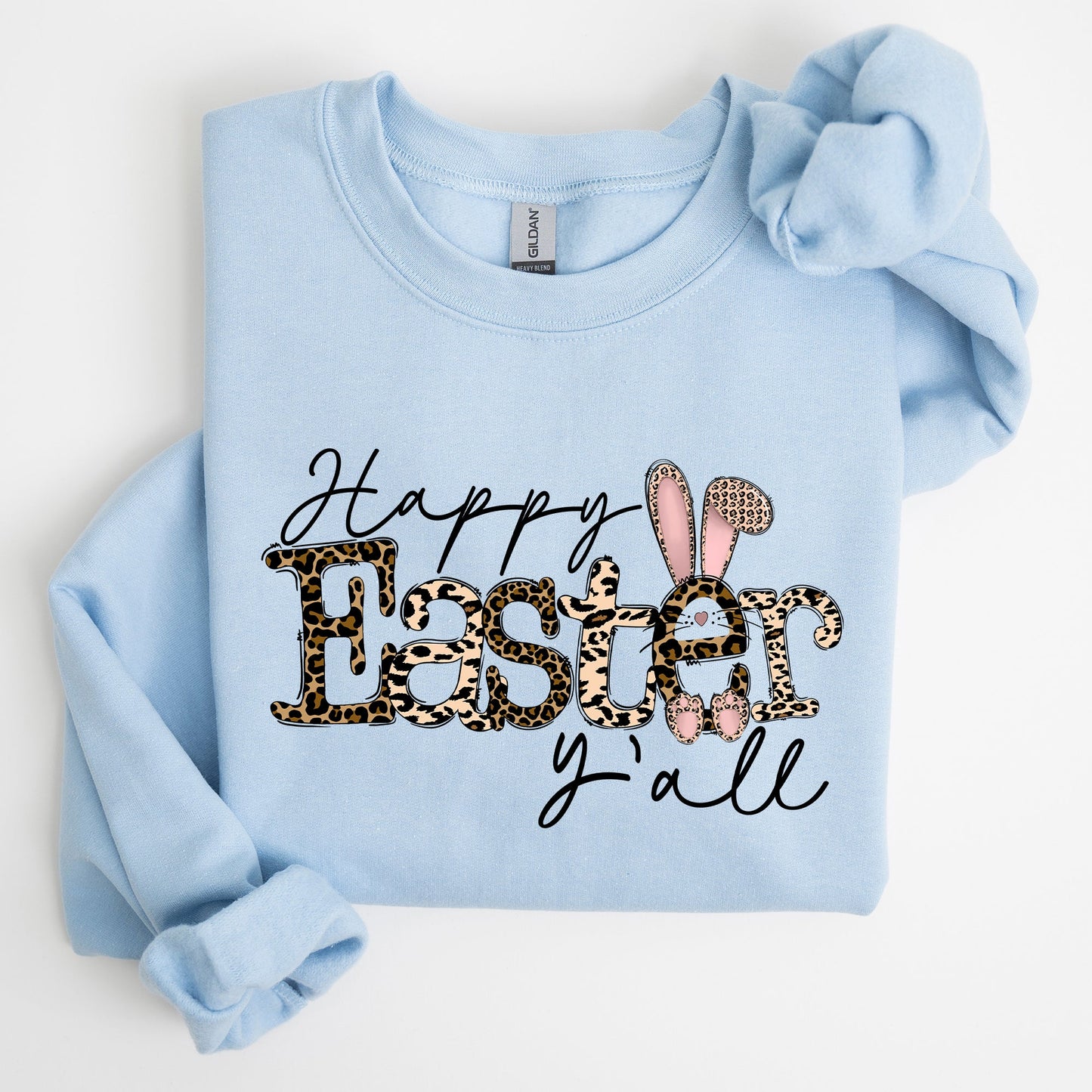 Happy Easter Y'all, Leopard Print, Rabbit Sweatshirt