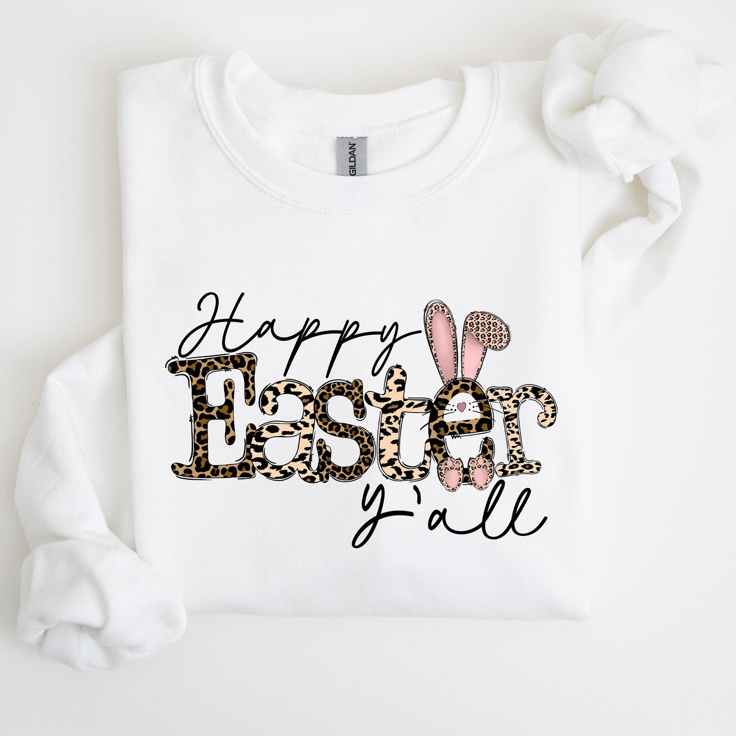 Happy Easter Y'all, Leopard Print, Rabbit Sweatshirt