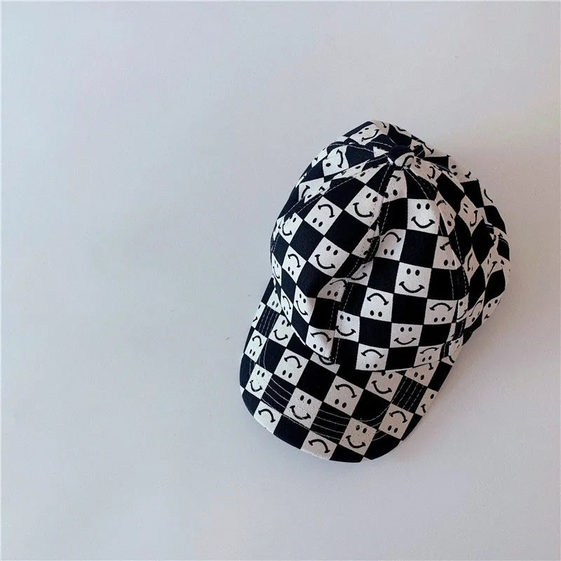 Checkered Smiley Face Baseball Cap
