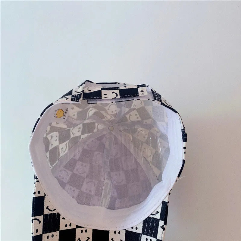 Checkered Smiley Face Baseball Cap