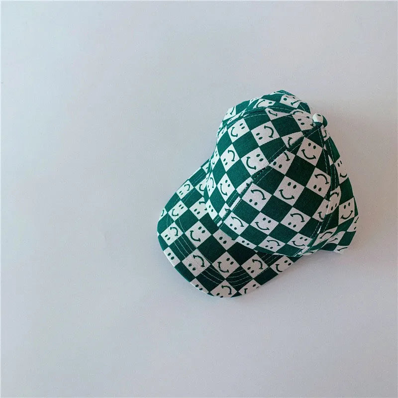 Checkered Smiley Face Baseball Cap