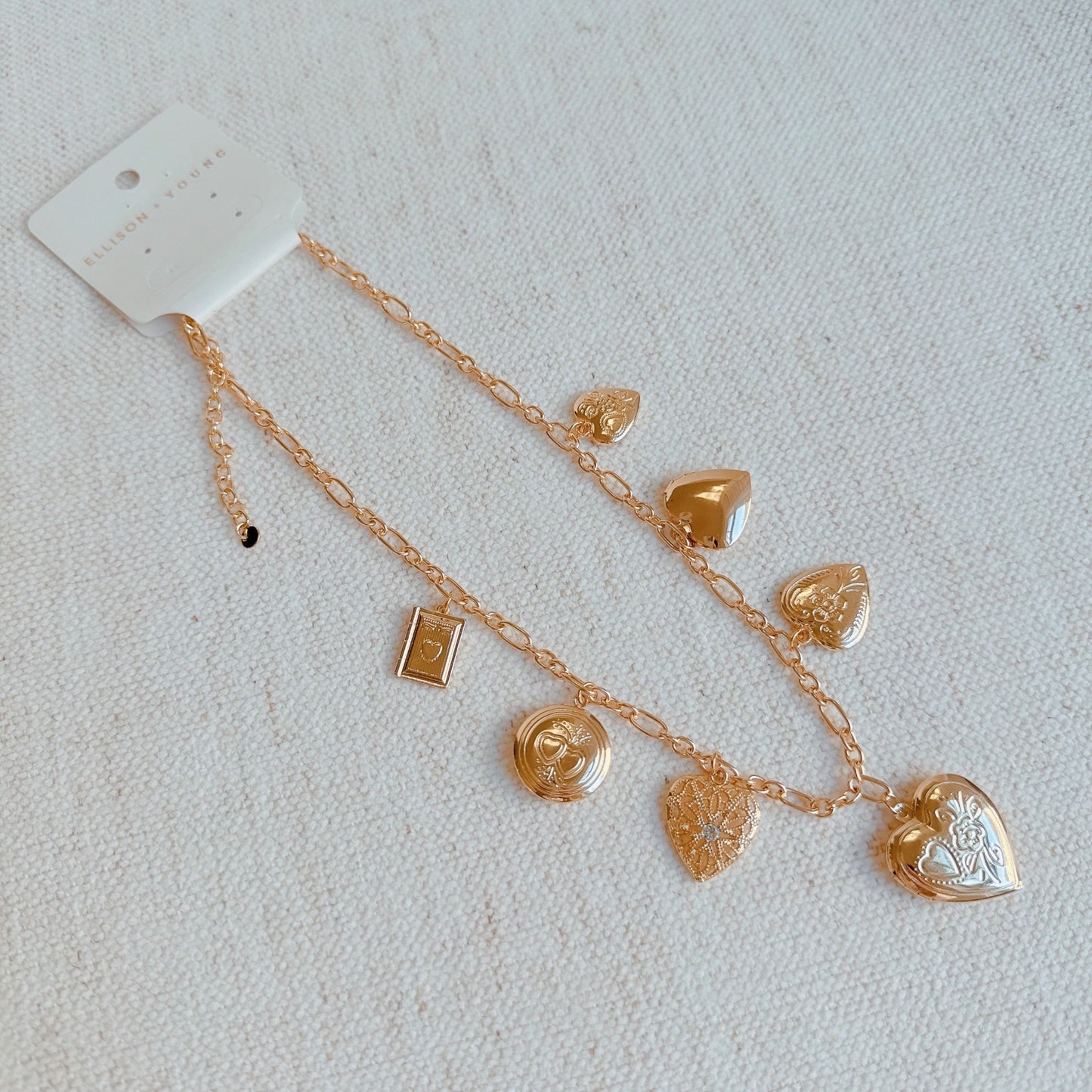 Heart Lockets Multi Charm Necklace - Aaria Tees