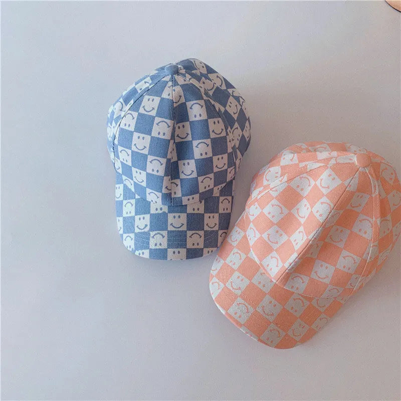 Checkered Smiley Face Baseball Cap