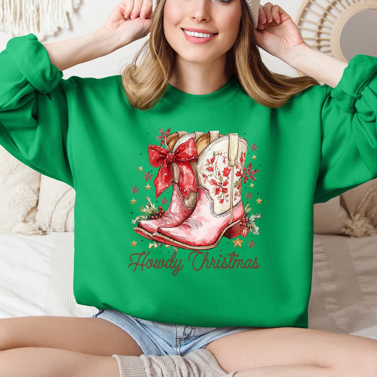 Howdy Christmas, Cowboy Boots, Santa, Western, Country Sweatshirt