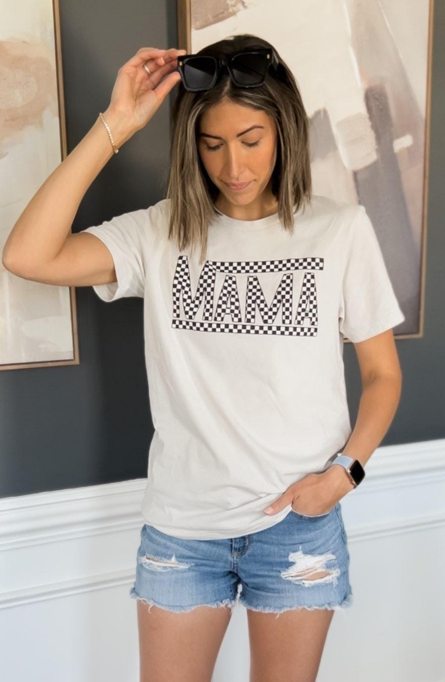 Black and White Checkered Mama Tee