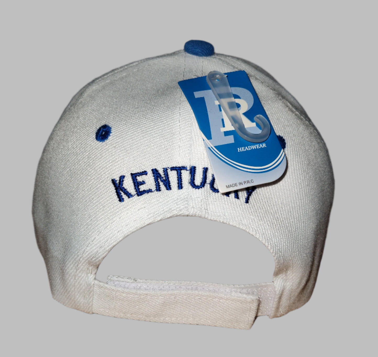 Embroidered White Kentucky Adjustable Baseball Cap