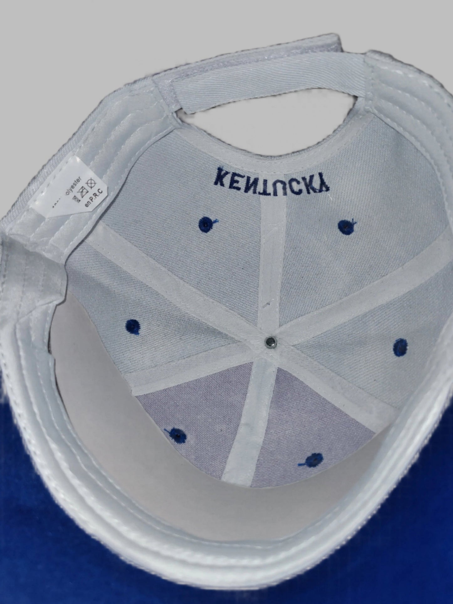 Embroidered White Kentucky Adjustable Baseball Cap