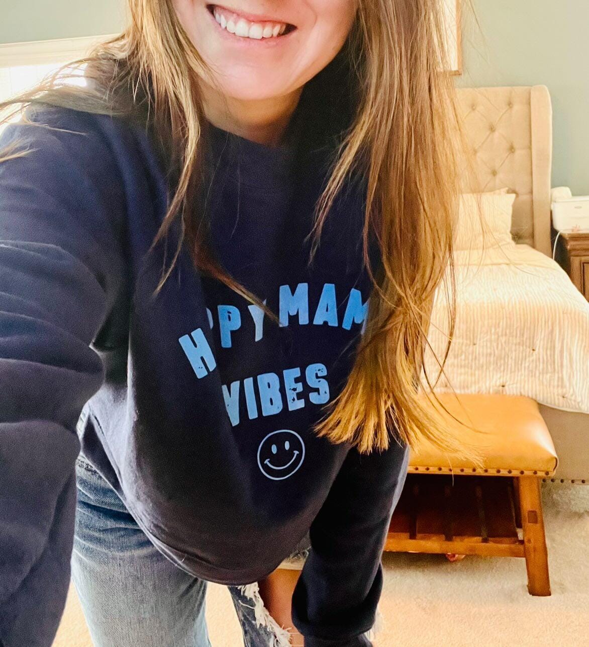 Happy Mama Vibes Cropped Sweatshirt