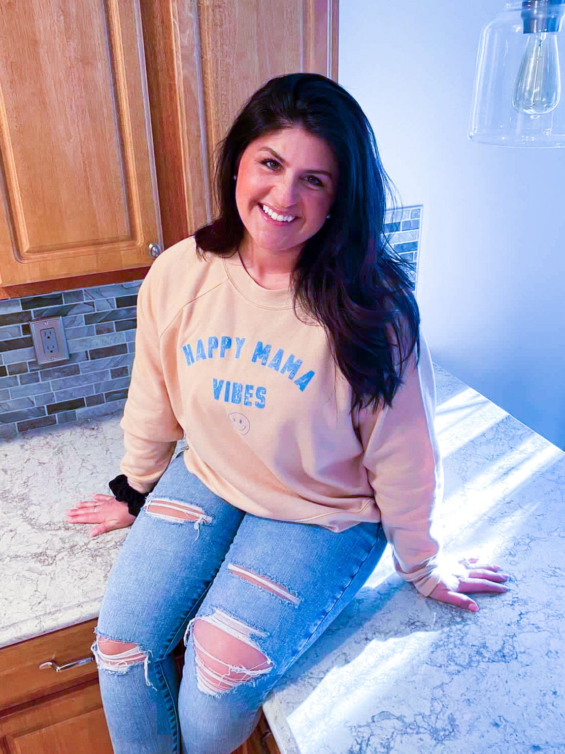 Happy Mama Vibes Cropped Sweatshirt