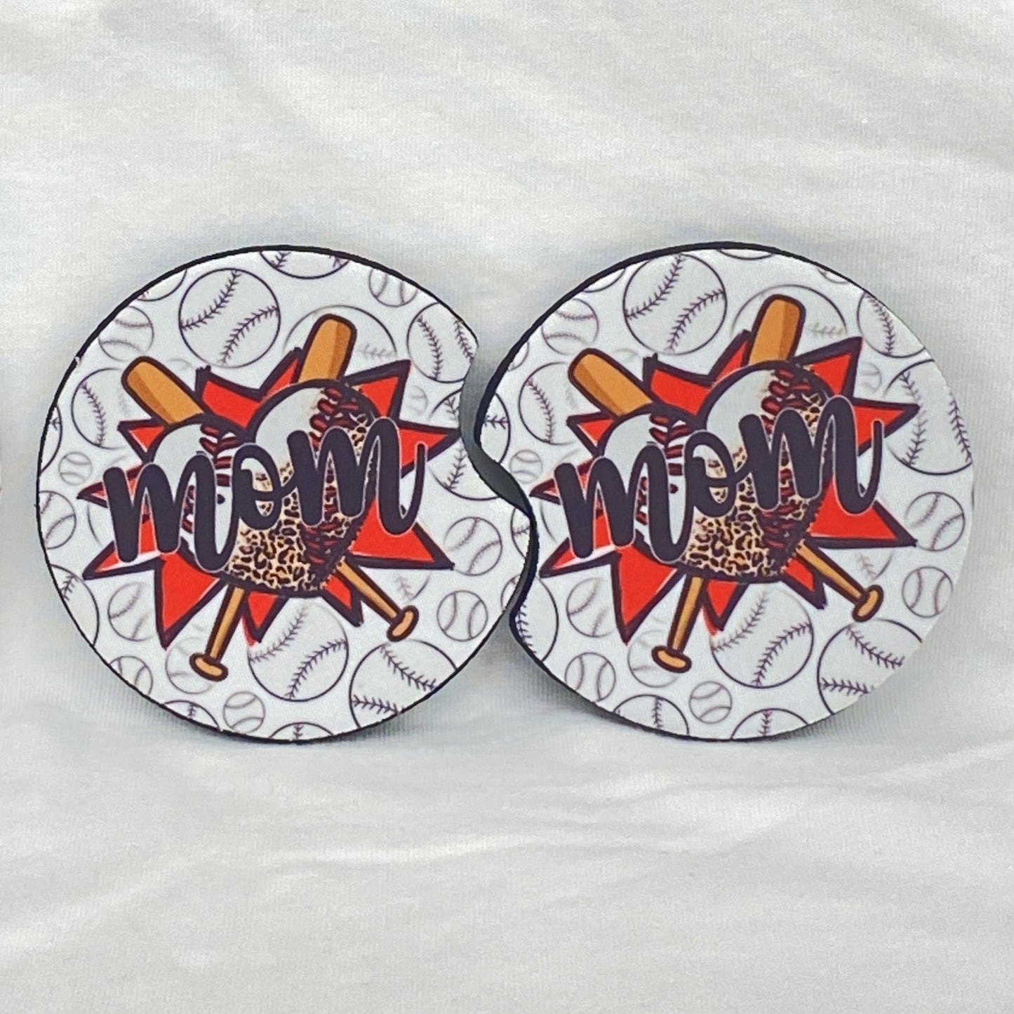 Baseball Mom Heart Car Coaster