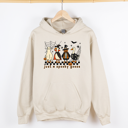 Just A Spooky Goose, Checkered, Halloween, Spooky, Graphic Hoodie, Hooded Sweatshirt