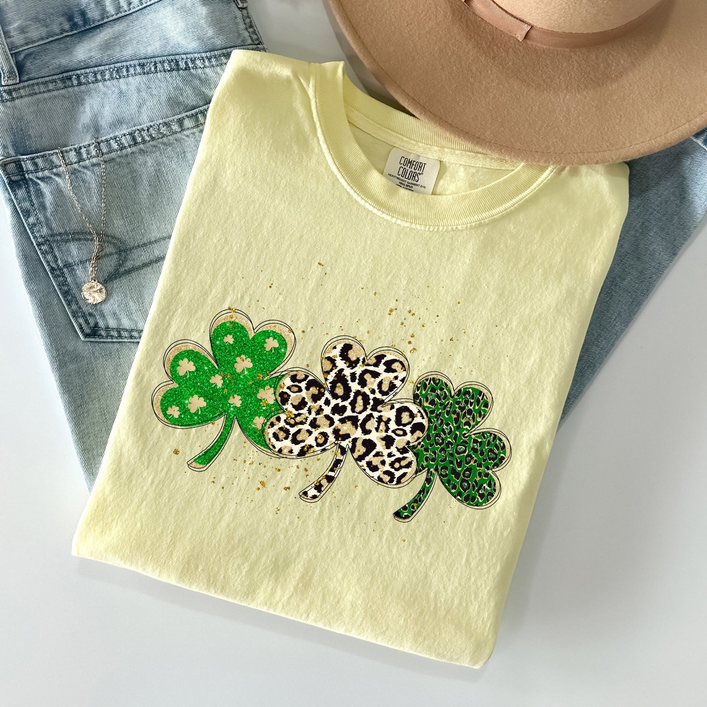 Leopard Print Shamrocks, St Patrick's Day Comfort Colors Tshirt