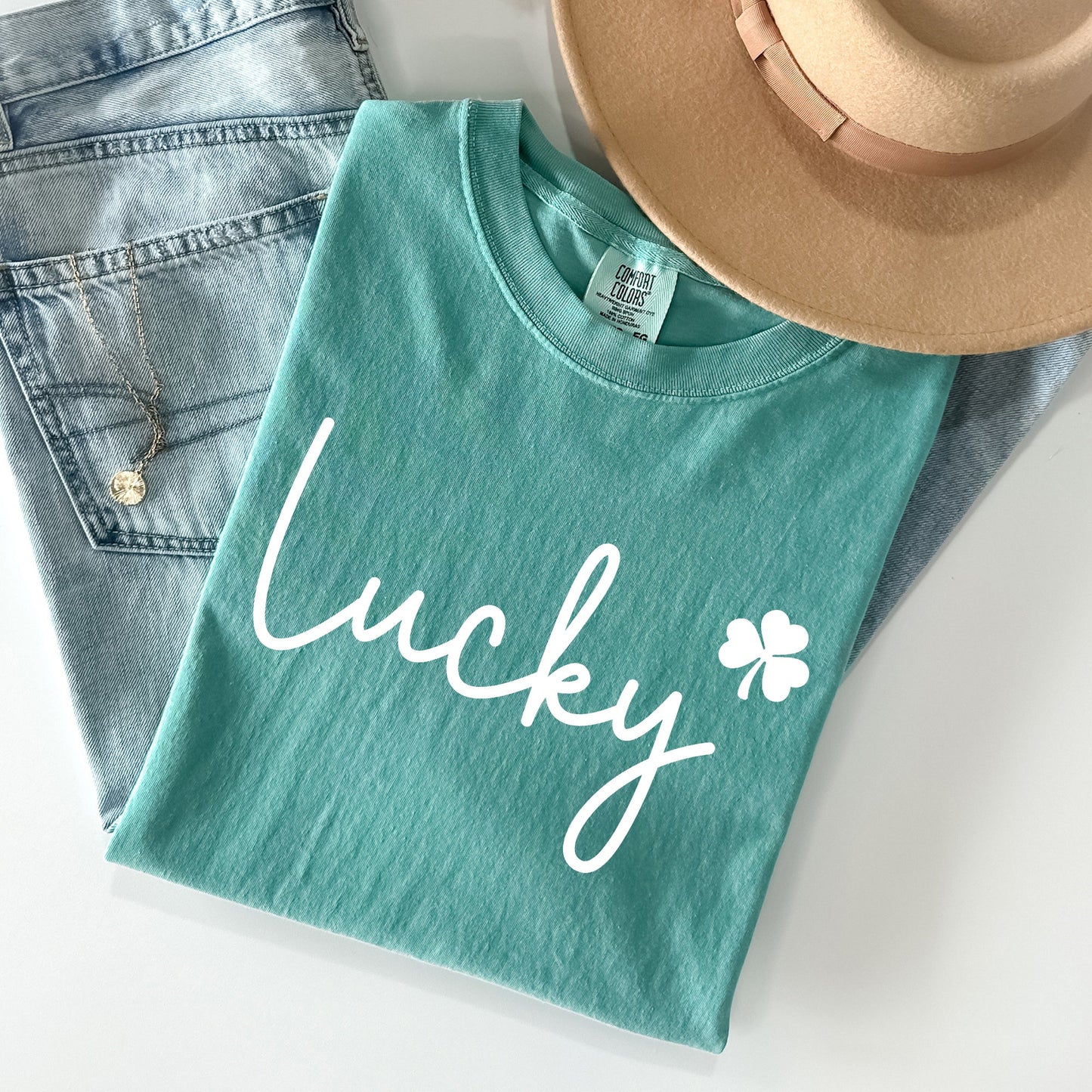 Lucky, Shamrock, St Patrick's Day Comfort Colors Tshirt