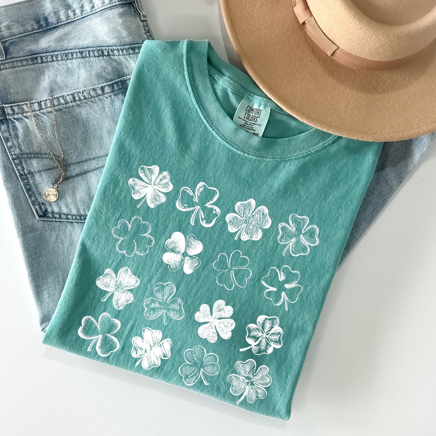 Shamrock Doodles, Retro St Patrick's Day Comfort Colors Tshirt