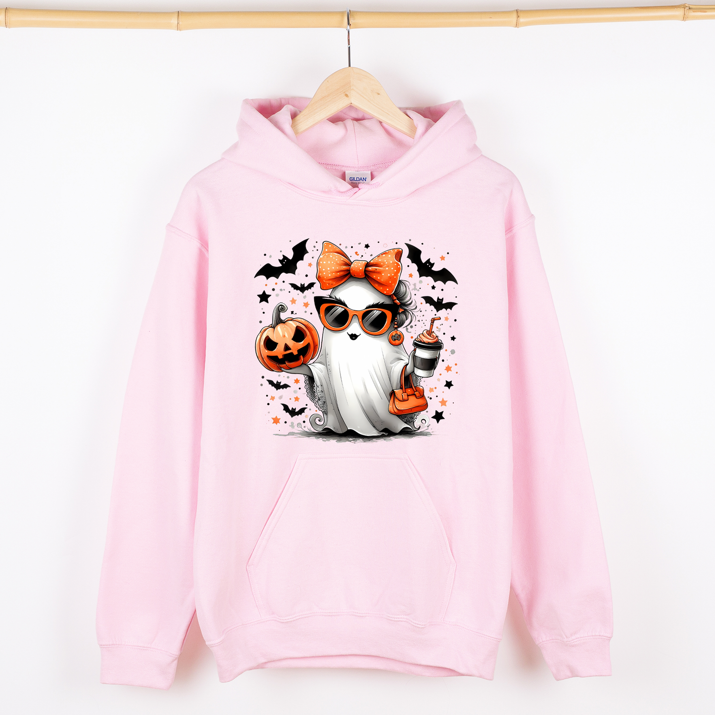 Fancy, Coffee Lover Ghost, Pumpkin, Vintage, Western, Witch, Aesthetic, Meme, Halloween, Costume, Graphic Hoodie, Hooded Sweatshirt