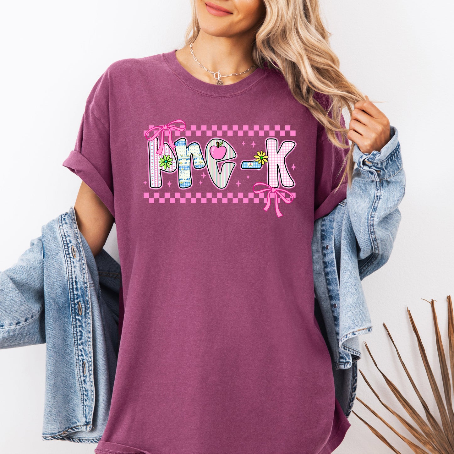 Pre-K Teacher, Retro, Checkered, Back to School, First Day of School, Cute, Teacher Appreciation, Coquette, Comfort Colors T-Shirt