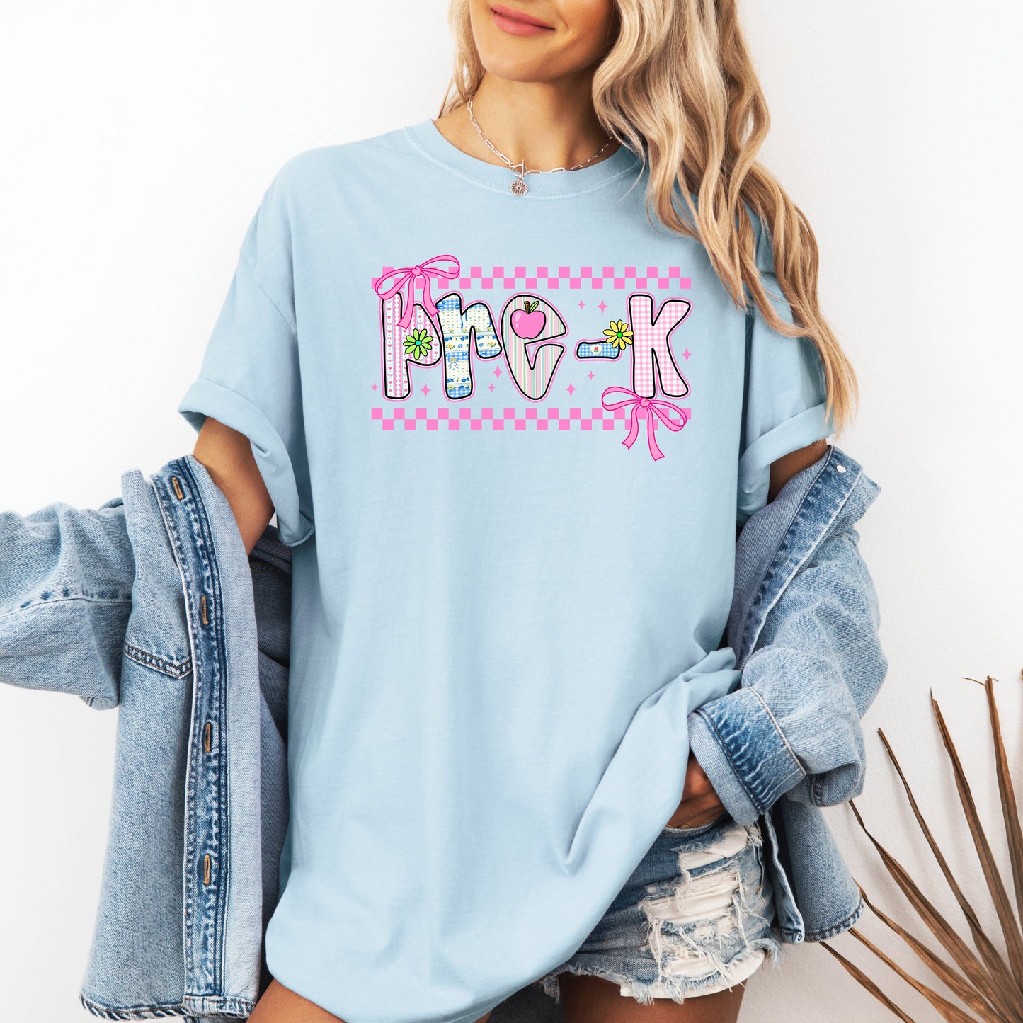 Pre-K Teacher, Retro, Checkered, Back to School, First Day of School, Cute, Teacher Appreciation, Coquette, Comfort Colors T-Shirt