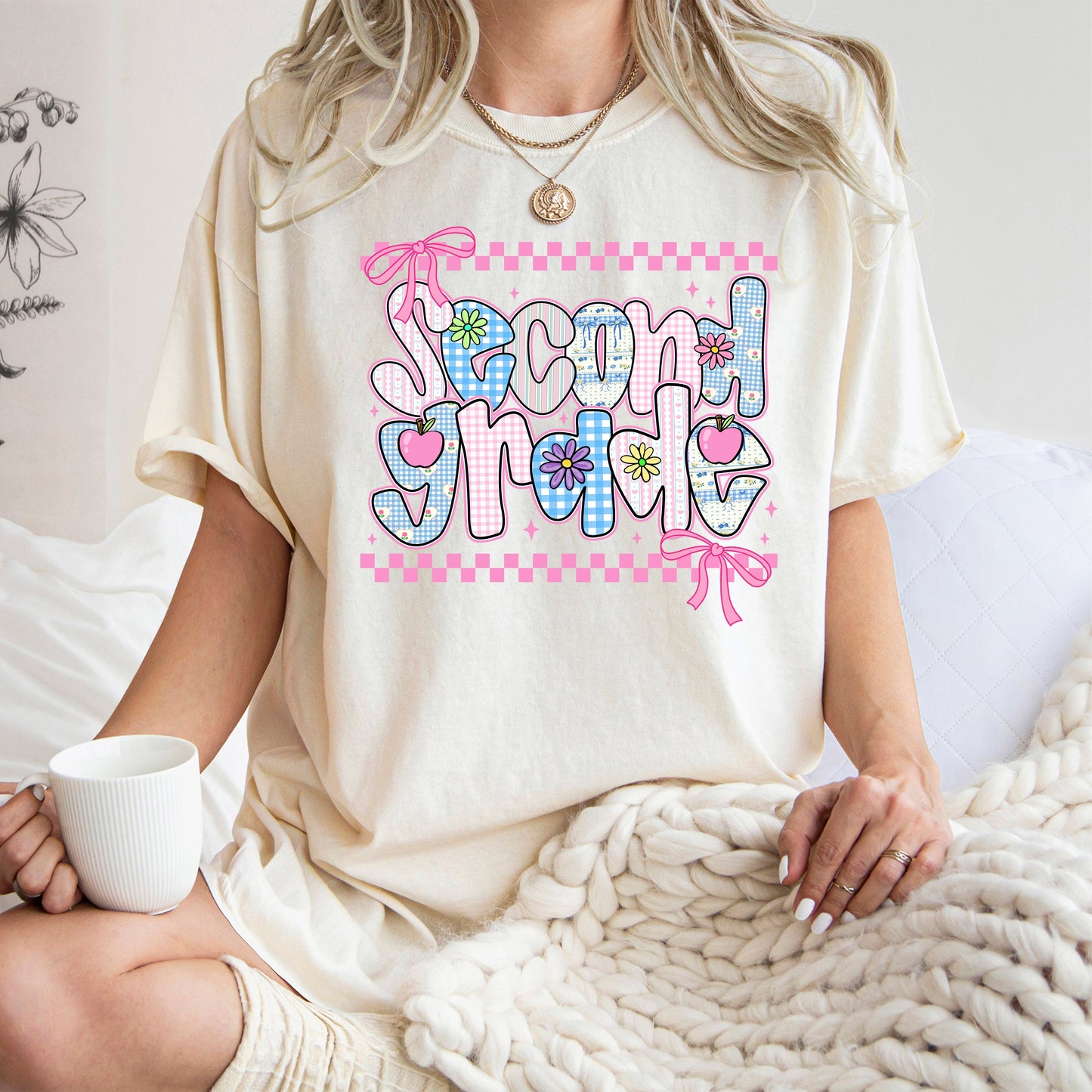 Second Grade Teacher, Retro, Checkered, Back to School, First Day of School, Cute, Teacher Appreciation, Coquette, Comfort Colors T-Shirt