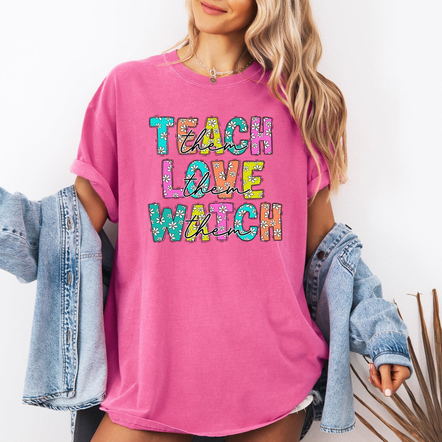 Teach Love Watch, Teacher, Back to School, First Day of School, Cute, Teacher Appreciation, Coquette, Comfort Colors T-Shirt