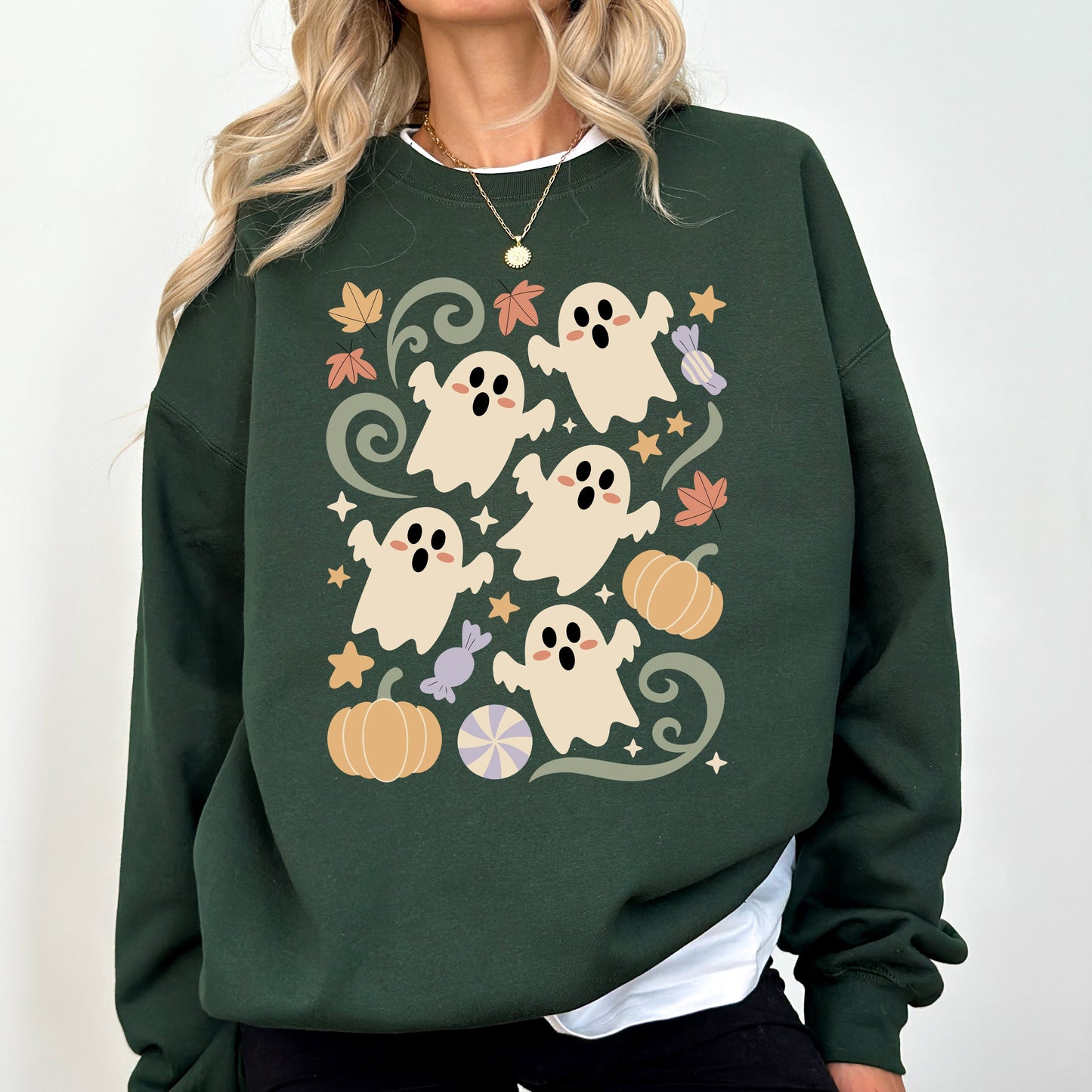 Vintage Ghosts, Floral, Halloween, Retro, Spooky, Costume, Fall, Graphic Sweatshirt