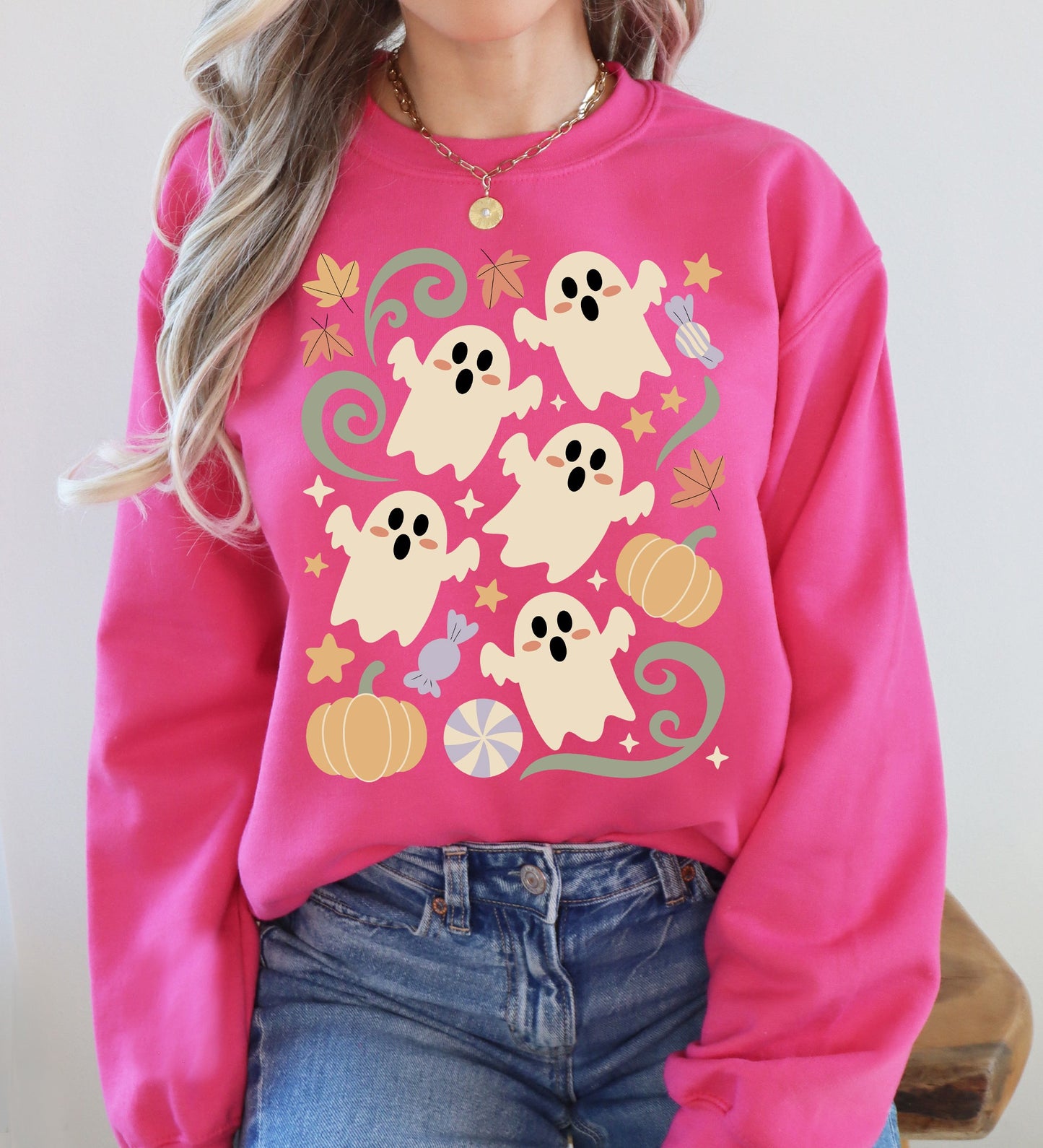 Vintage Ghosts, Floral, Halloween, Retro, Spooky, Costume, Fall, Graphic Sweatshirt