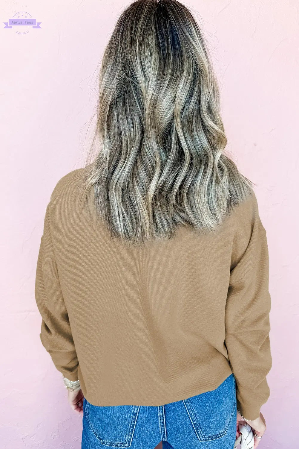 Khaki Embroidered Clover Pattern St Patrick Pullover Sweatshirt Aaria Tees