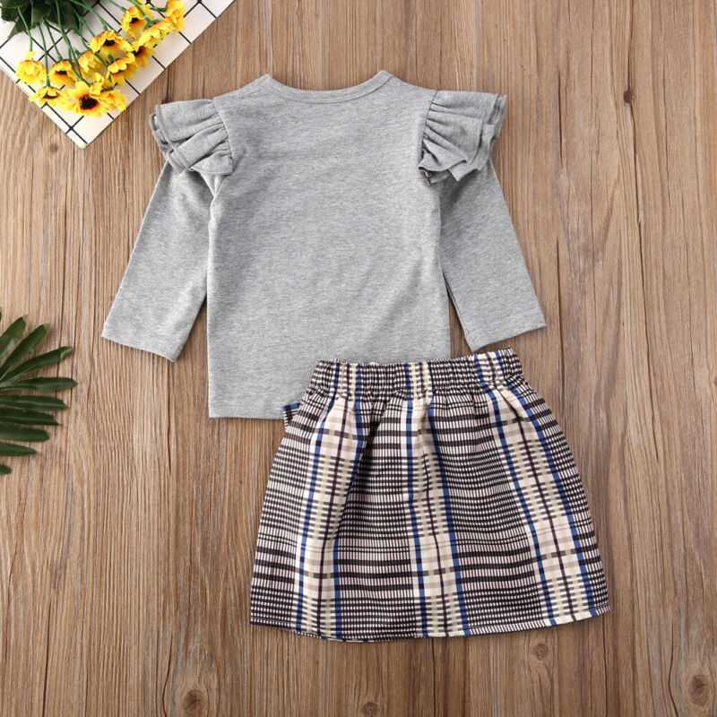 Kids Baby Girl Autumn Winter Clothes Sets 2020 Fly-Sleeve Pullover Tops Bowknot Skirts Outfit - Aaria Tees