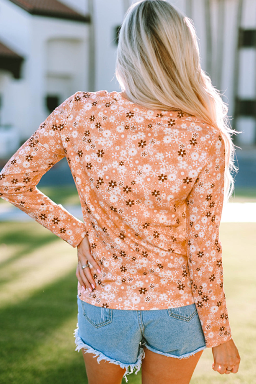 Whitney Floral Knit Long Sleeve Top - Aaria Tees