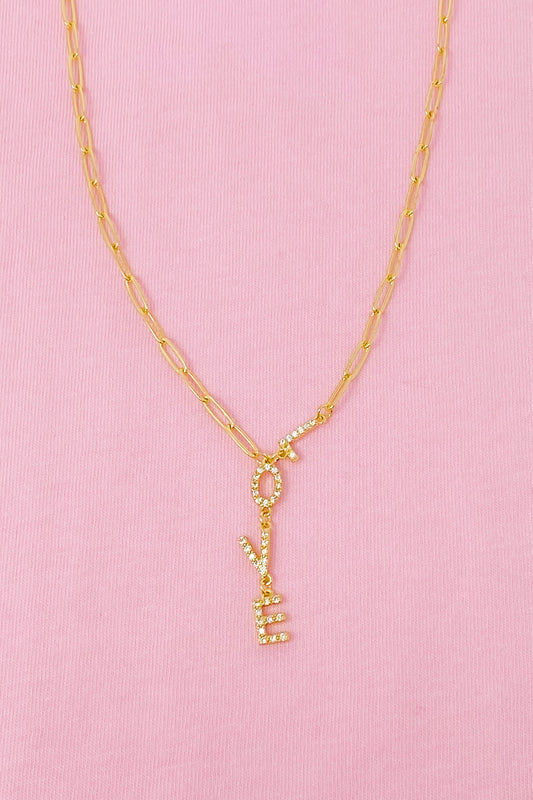 LOVE Dangle Necklace - Aaria Tees