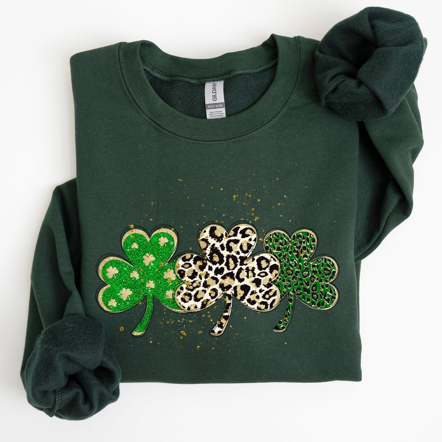 Leopard Print Shamrocks, St Patrick's Day Sweatshirt