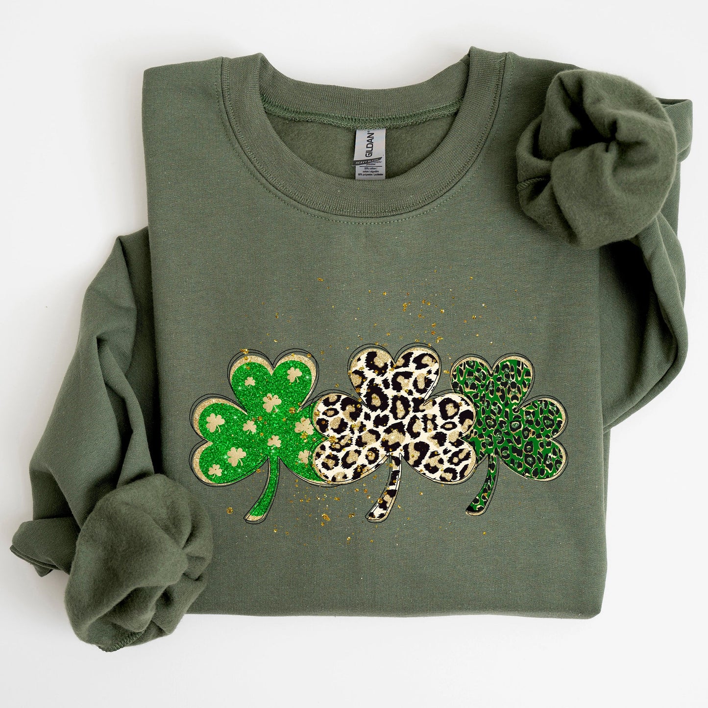 Leopard Print Shamrocks, St Patrick's Day Sweatshirt
