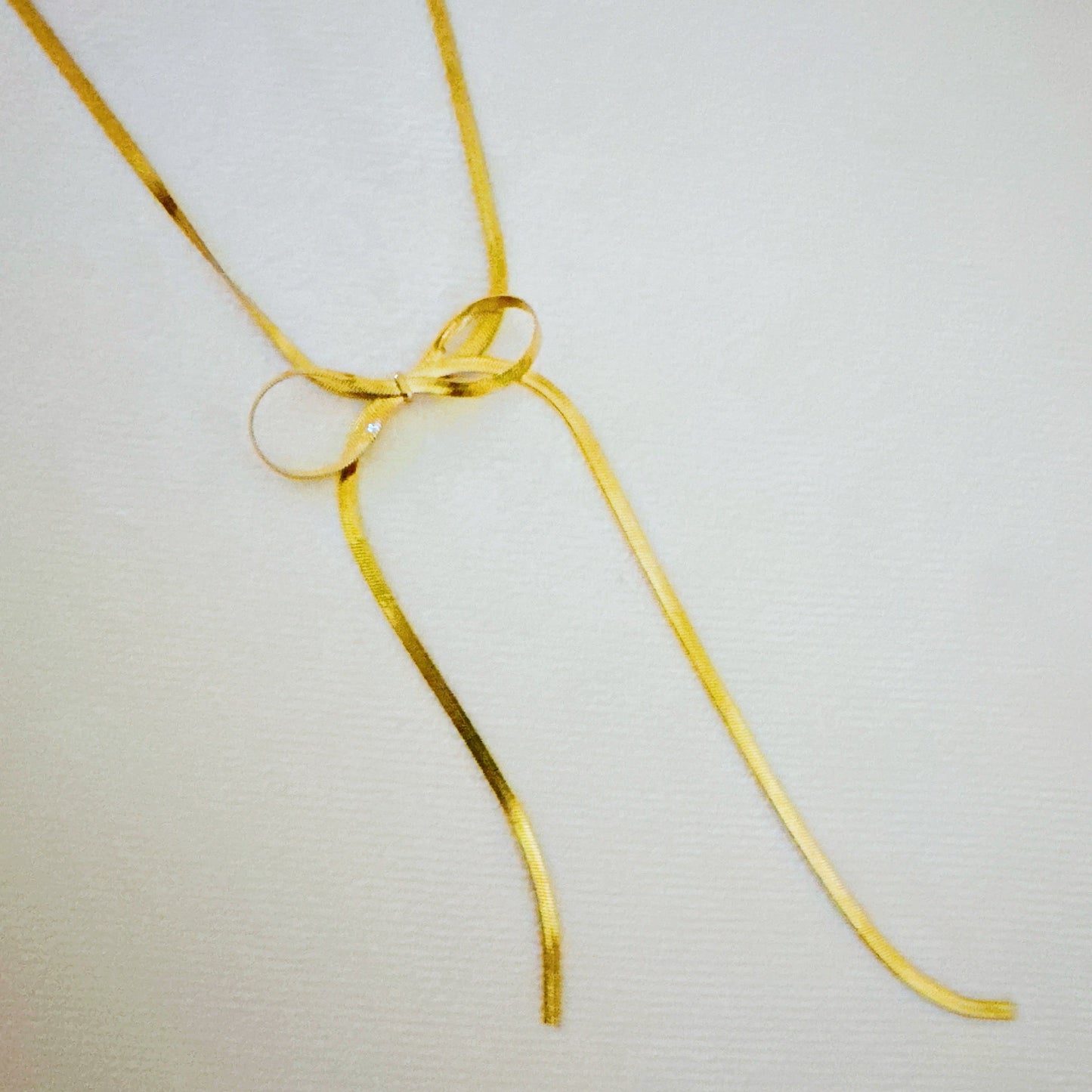 Long Drop Herringbone Bow Necklace - Aaria Tees