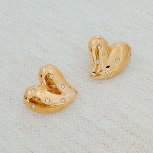 Lovely Golden Heart Earrings - Aaria Tees