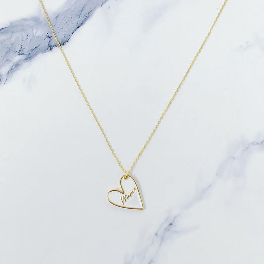 Mama Heart Drop Necklace - Aaria Tees