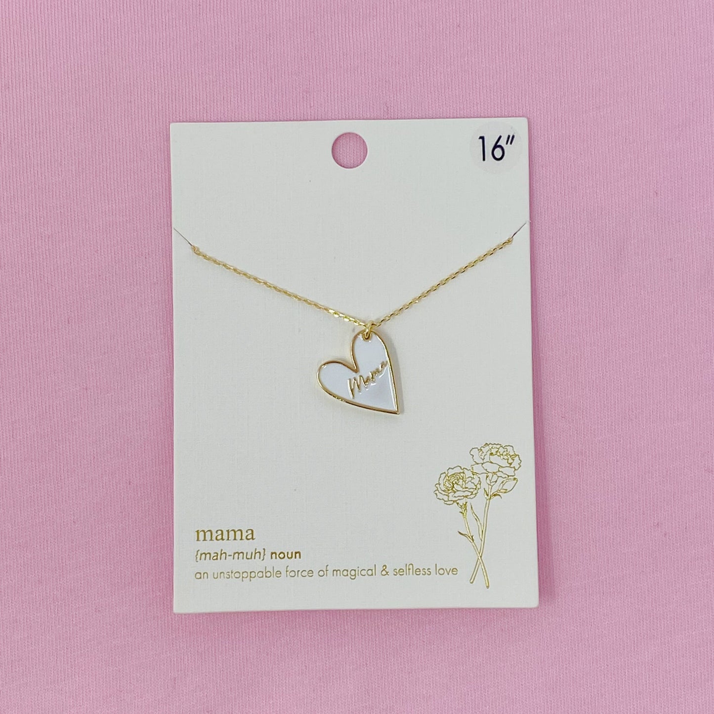 Mama Heart Drop Necklace - Aaria Tees
