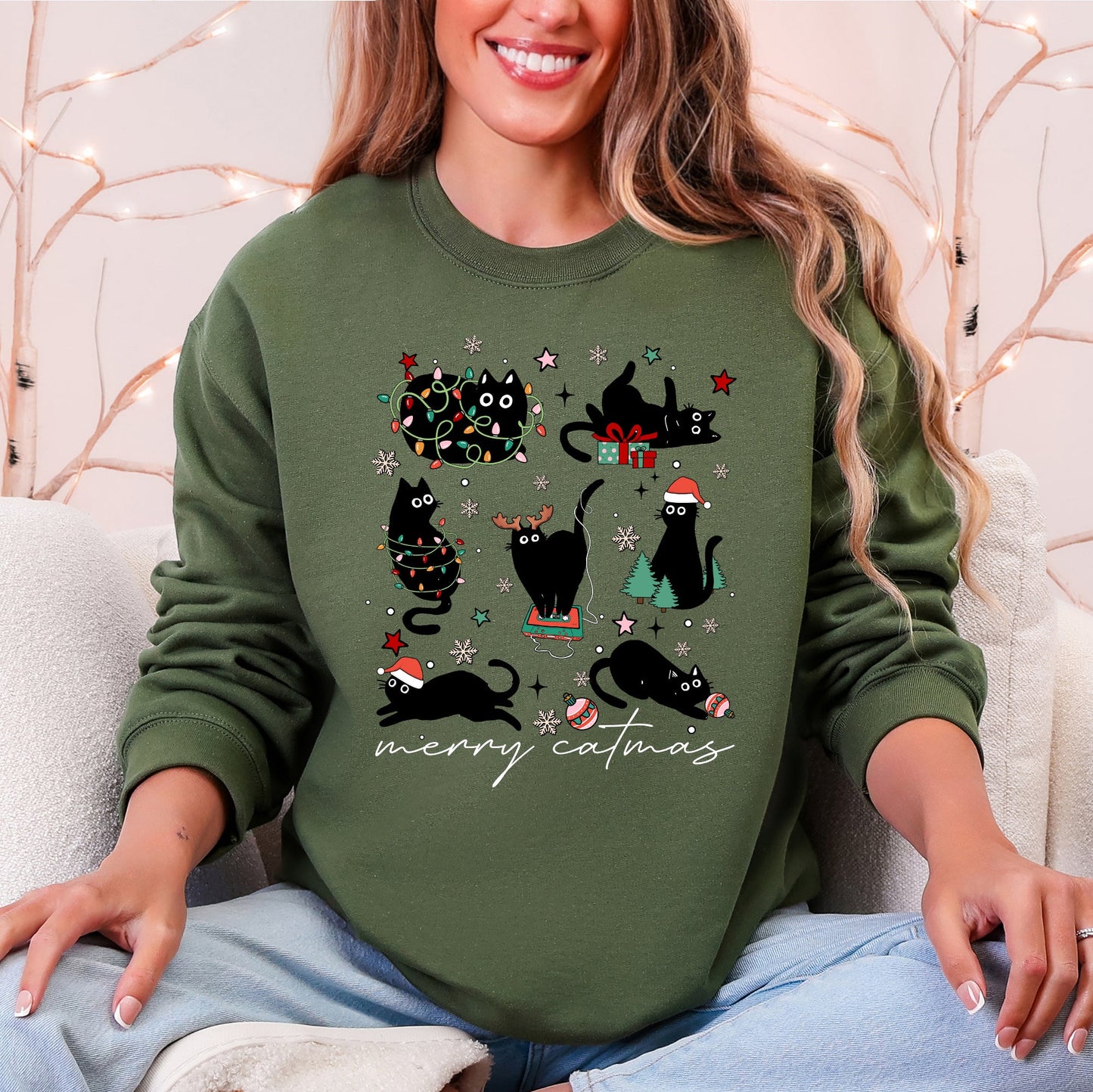 Merry Catmas, Christmas, Cat Lover, Santa, Pets Sweatshirt