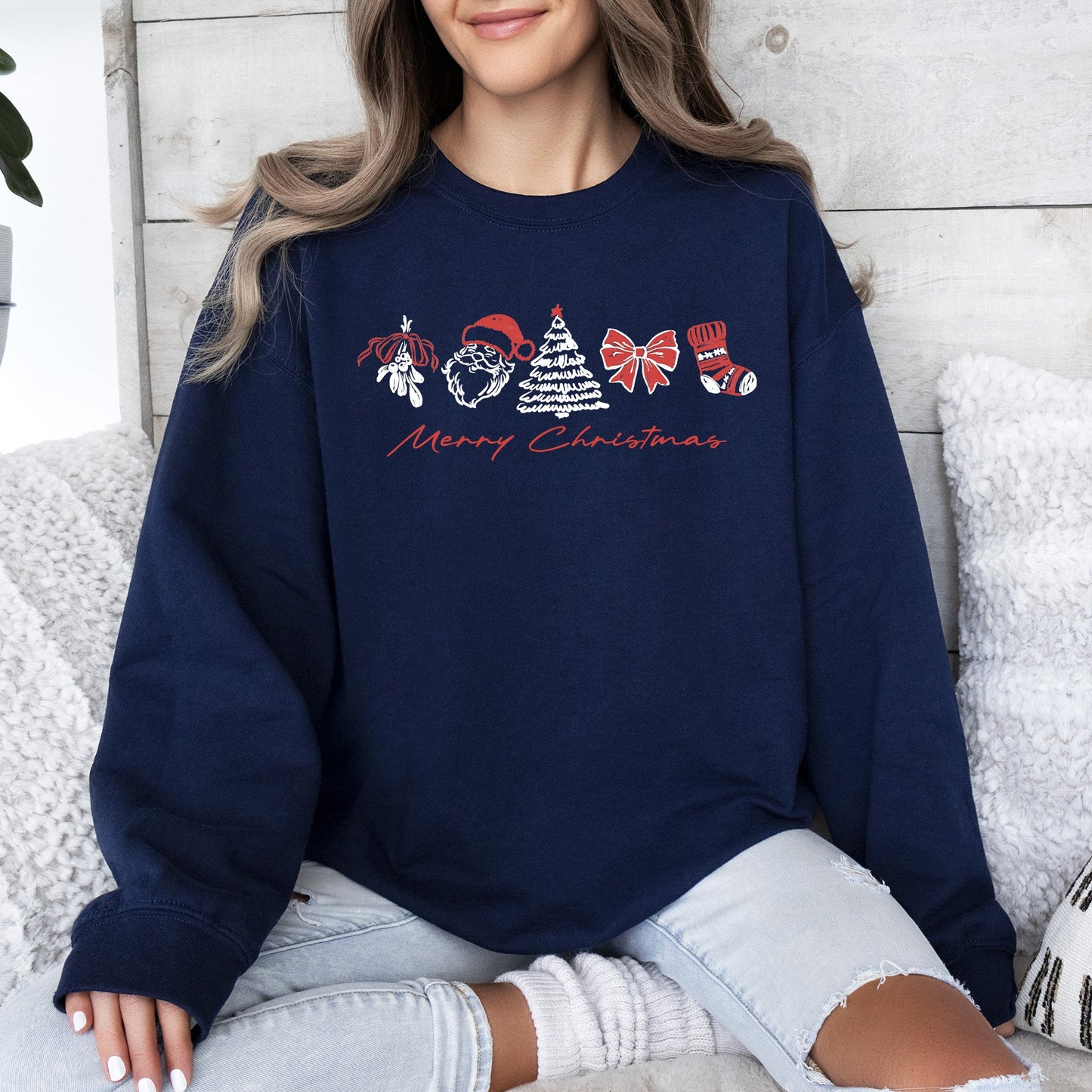Merry Christmas, Santa, Retro, Vintage Sweatshirt
