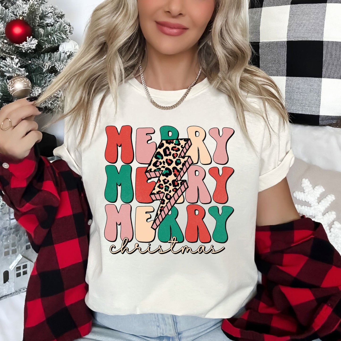 Merry Merry Merry Christmas Retro, Leopard Print Super Soft Tshirt