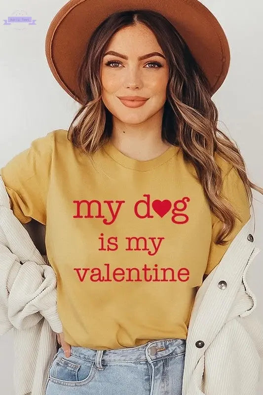 My dog Is My Valentine Graphic Tee Color Bear