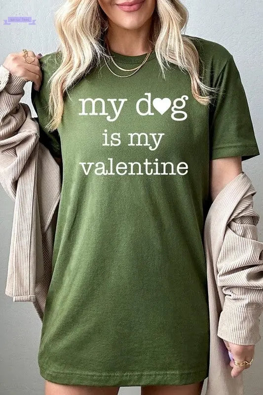My dog Is My Valentine Graphic Tee Color Bear