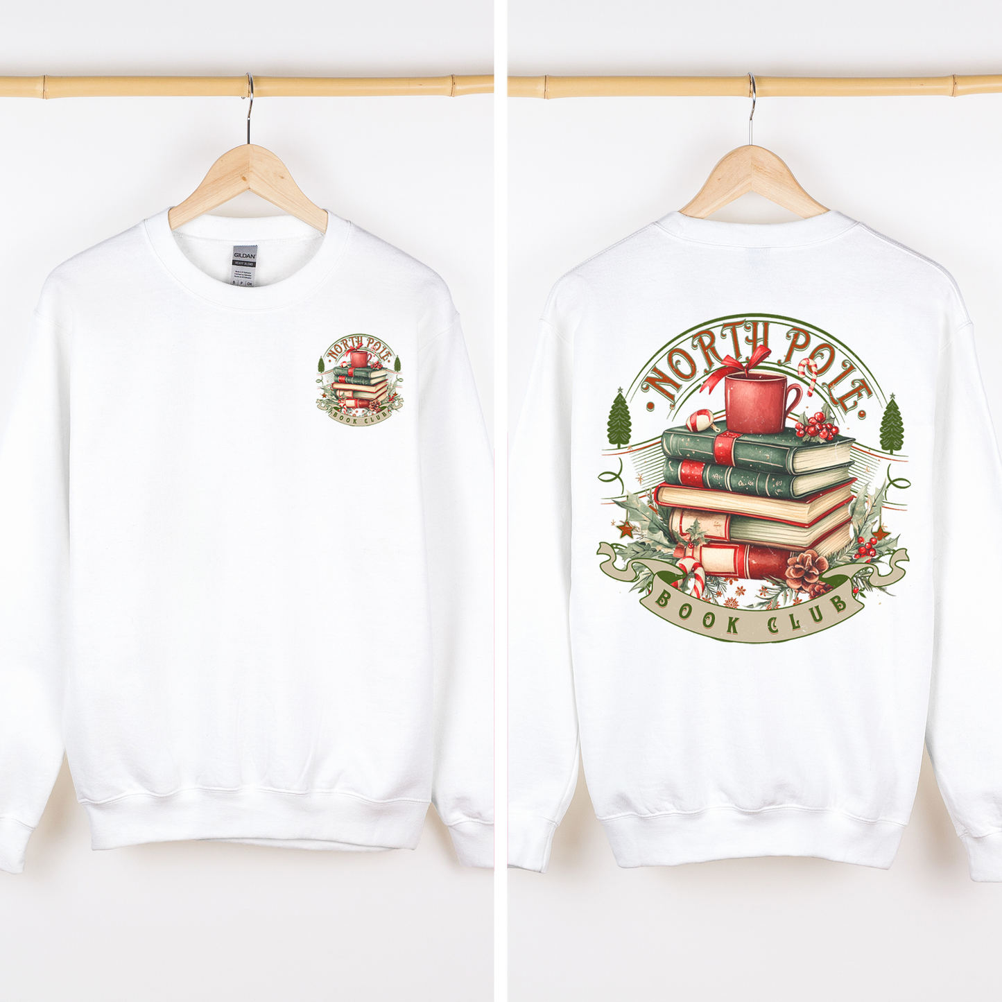 North Pole Book Club, Christmas, Santa, Booktok, Reading, Library, Front and Back Sweatshirt