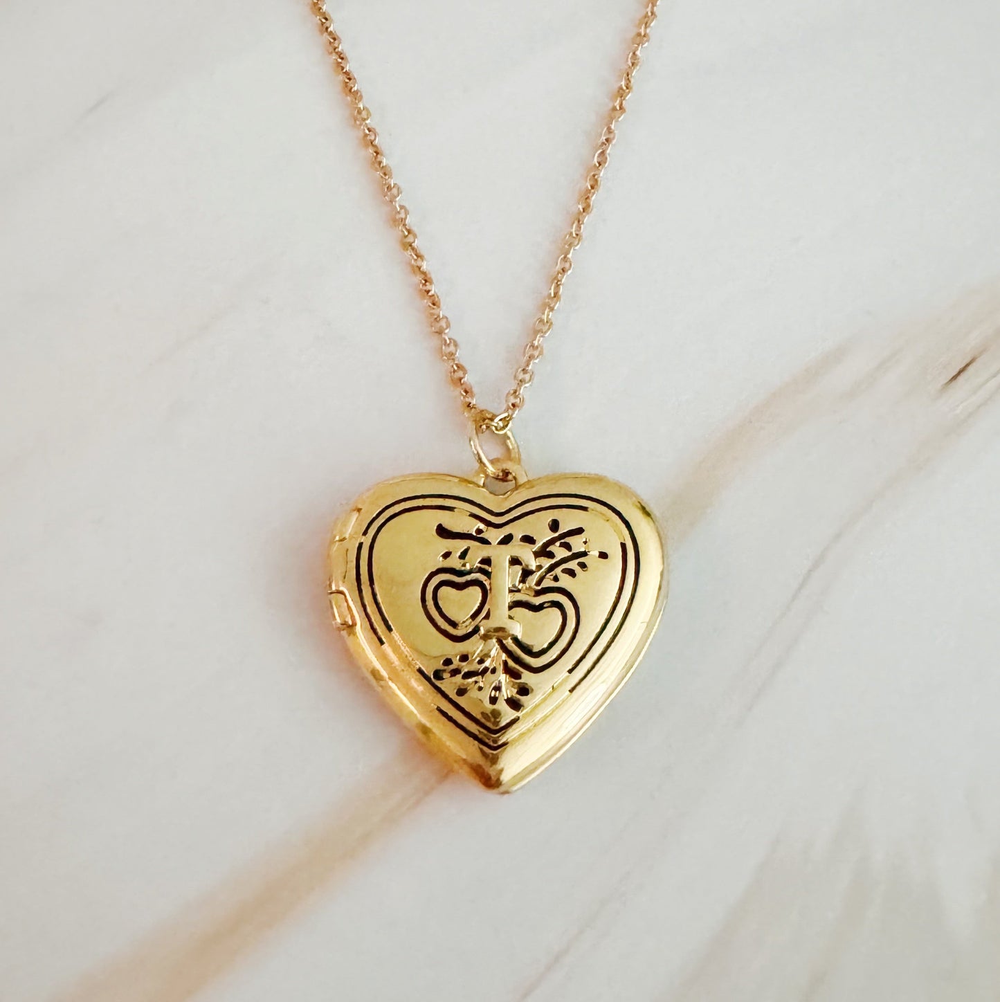 Nostalgic Heart Initial Open Locket Necklace - Aaria Tees