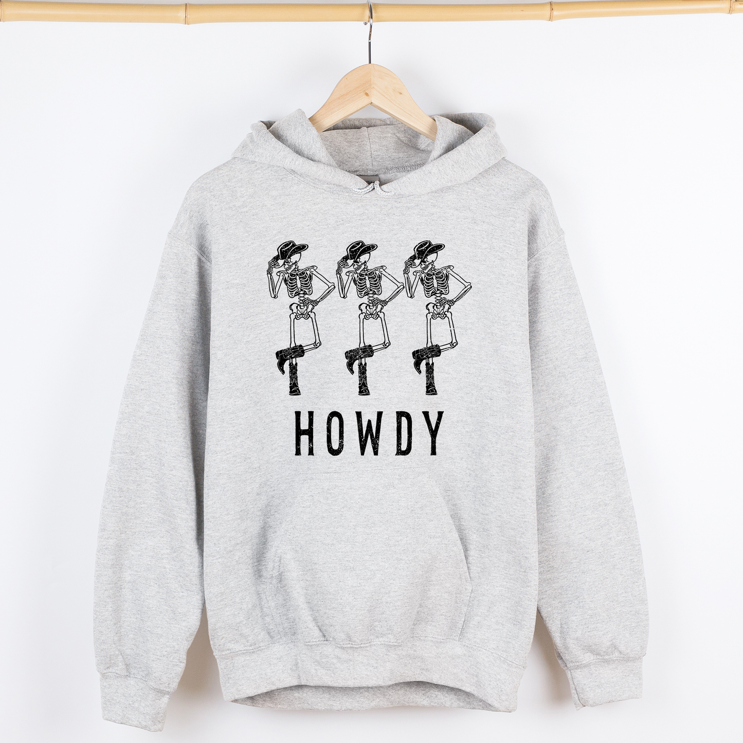 Howdy Skeleton, Cowboy, Ghost, Funny, Witch, Aesthetic, Meme, Halloween, Spooky, Costume, Graphic Hoodie, Hooded Sweatshirt
