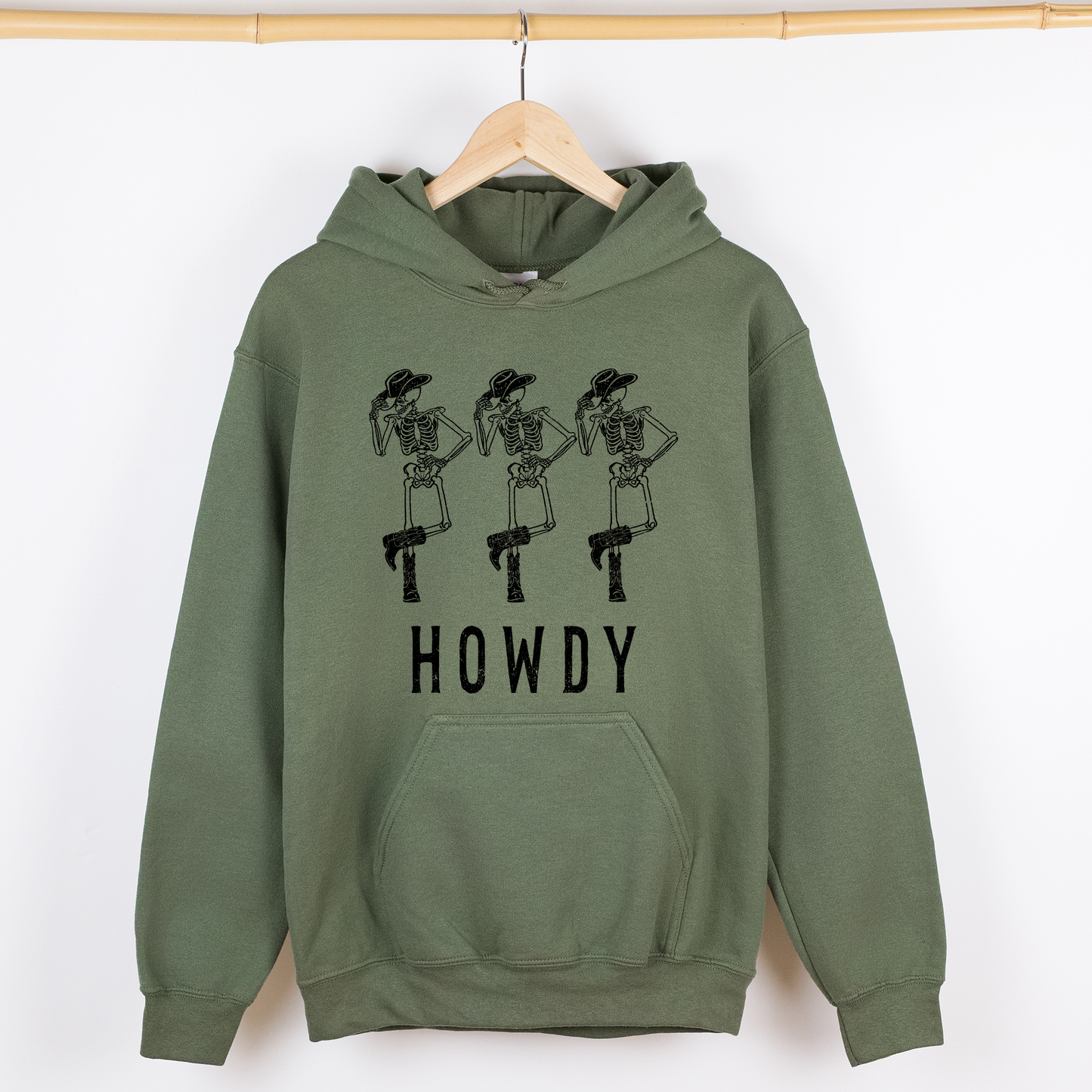 Howdy Skeleton, Cowboy, Ghost, Funny, Witch, Aesthetic, Meme, Halloween, Spooky, Costume, Graphic Hoodie, Hooded Sweatshirt