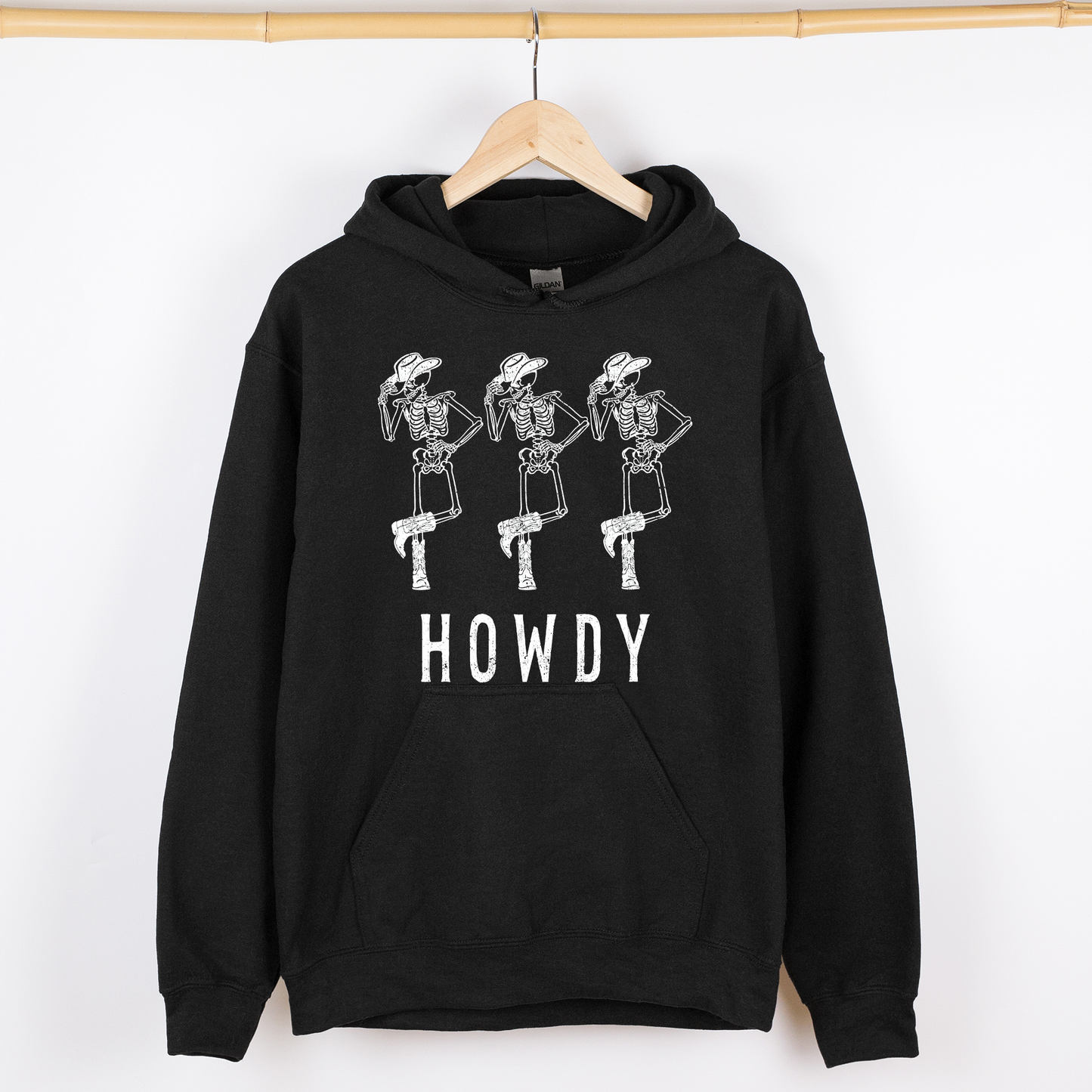 Howdy Skeleton, Cowboy, Ghost, Funny, Witch, Aesthetic, Meme, Halloween, Spooky, Costume, Graphic Hoodie, Hooded Sweatshirt