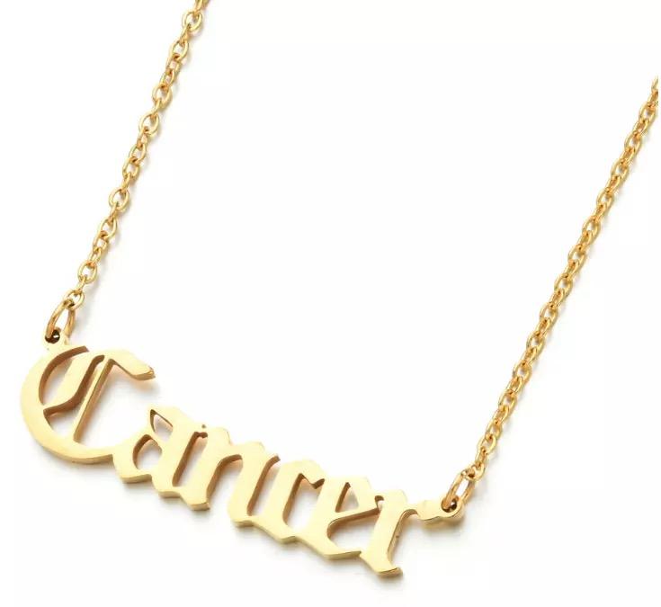 Old English Zodiac Necklace - Aaria Tees