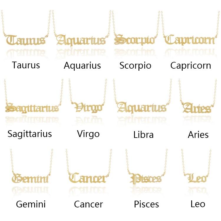 Old English Zodiac Necklace - Aaria Tees
