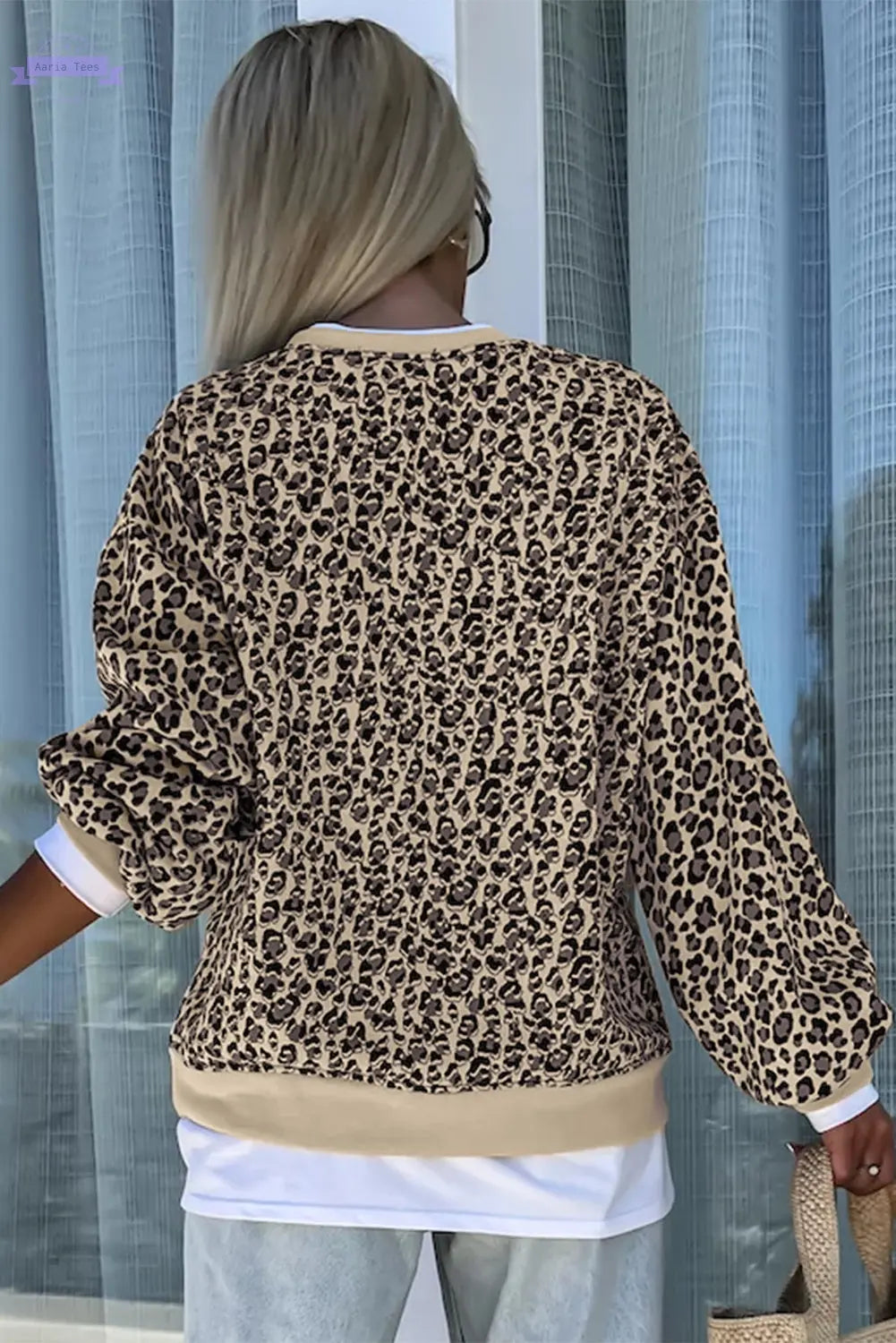 Parchment Leopard Print Crew Neck Sweatshirt Aaria Tees